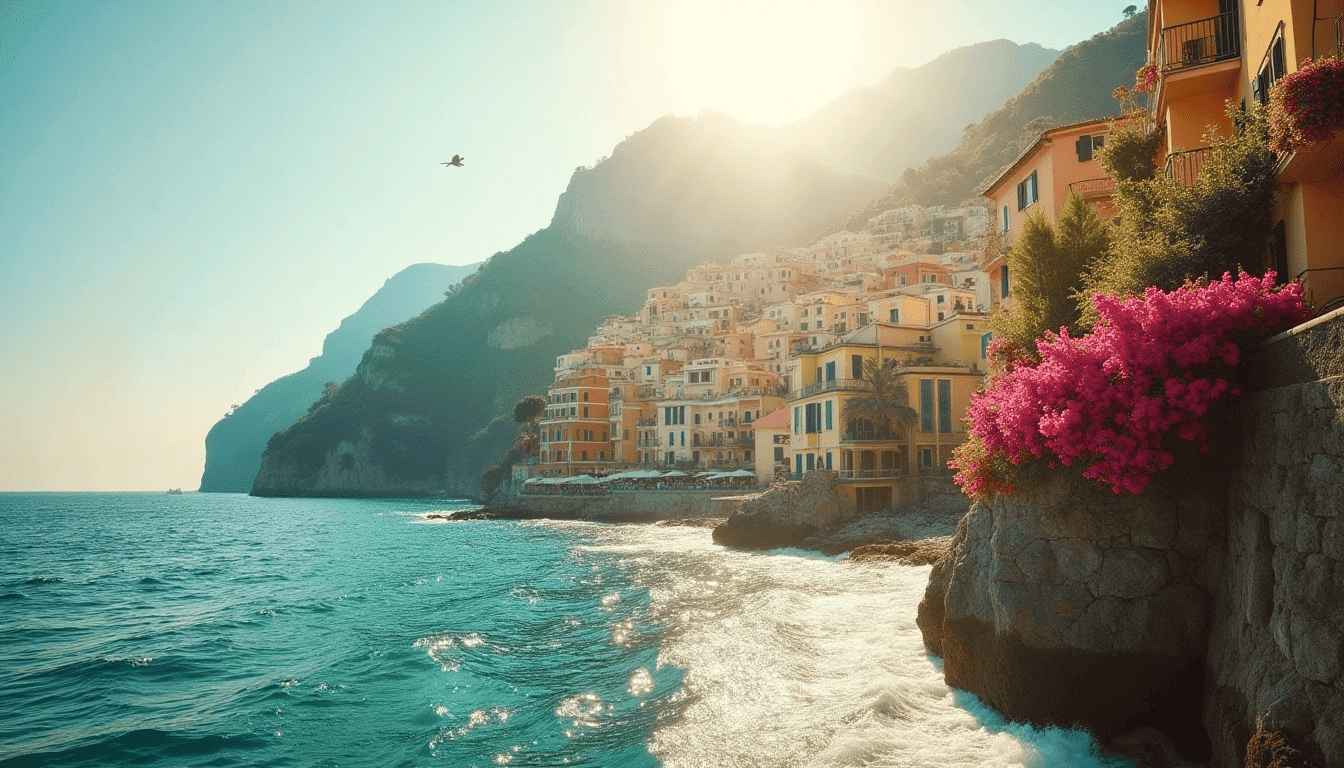 Amalfi Town Amalfi town from the sea in the morning