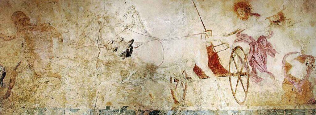 "Hades abducting Persephone" fresco at Vergina