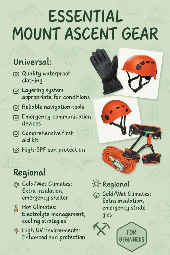 Essential mountain ascent gear list for beginners