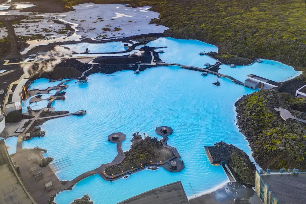Aerial shot of Blue Lagoon, Iceland