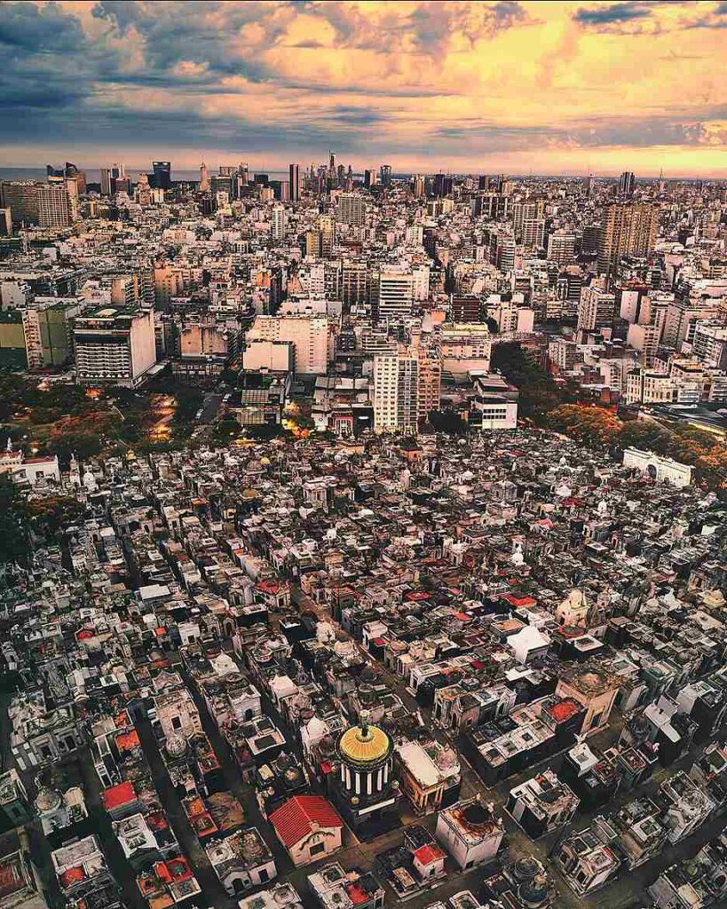 Aerial view of La Recoleta cemetery