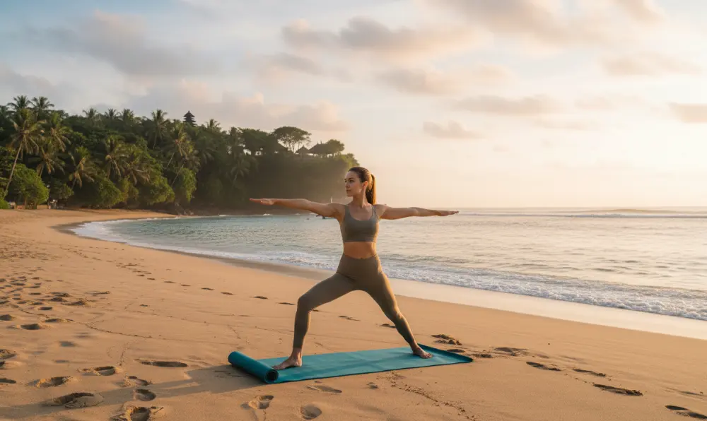 Beachfront yoga, Bali