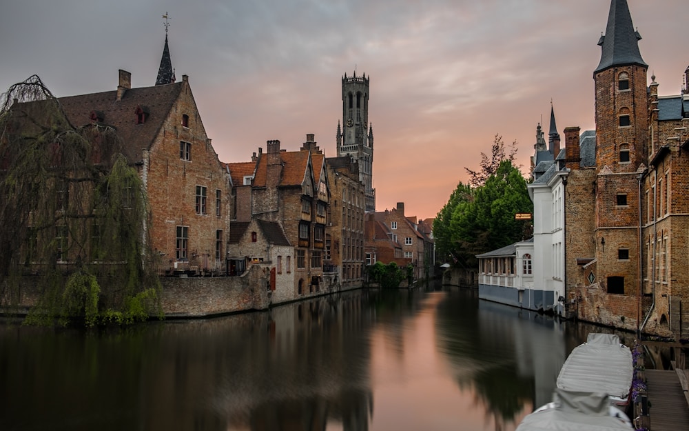 brown concrete buildings beside calm body of water in Bruges, Belgium