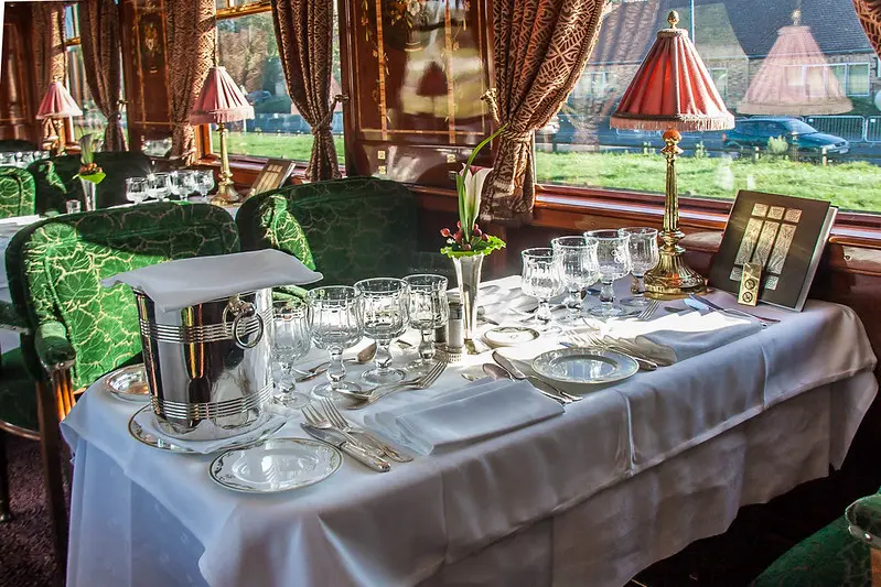 Table settings in the Etoile du Nord Dining Car