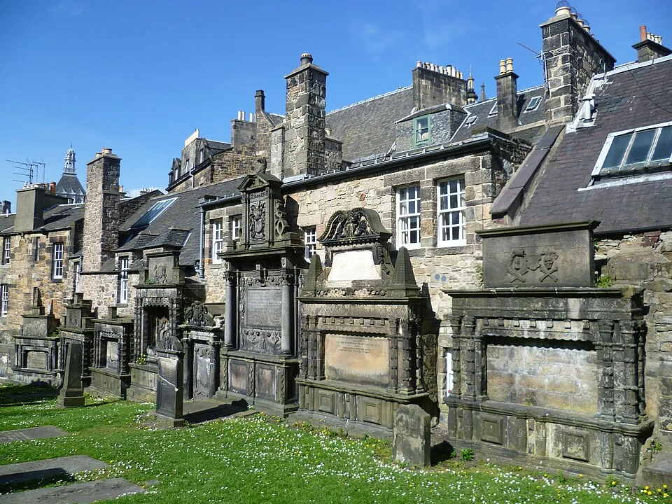 Monuments on the east wall, Greyfriars Kirkyard