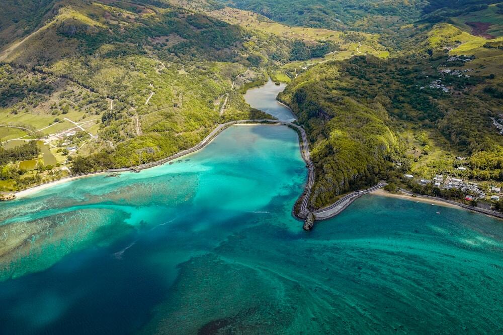 aerial photo of Mauritius