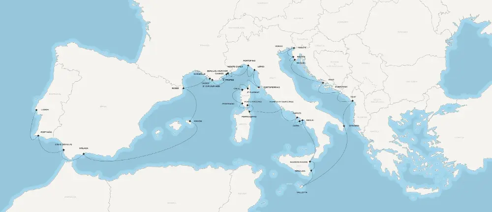Mediterranean Itineraries of Orient Express Corinthian