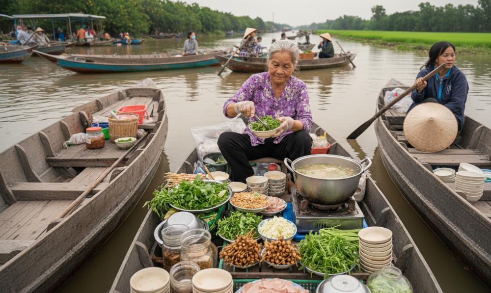 Pho preparation on Mekong river