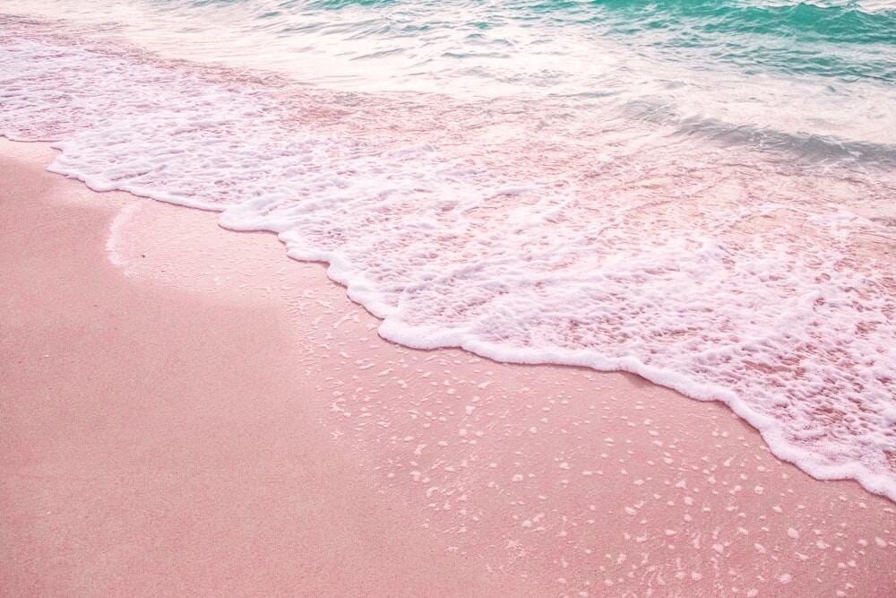 sea waves during daytime on a pink Beach of Barbados