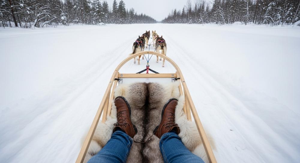 Huske sledding in Rovaniemi