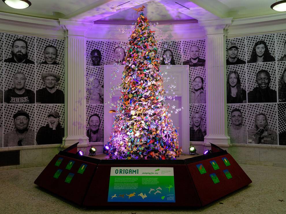 Origami Christmas Tree at American Museum of Natual History