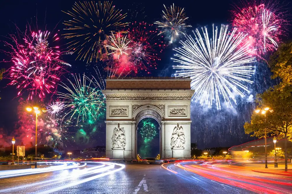 Arc de Triomphe with Fireworks on New Year's Eve