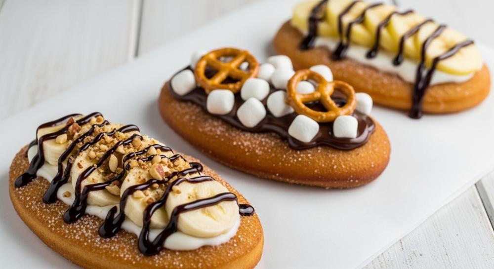 Beaver tails are fried dough pastries shaped like beaver tails, topped with cinnamon sugar or other sweet options.