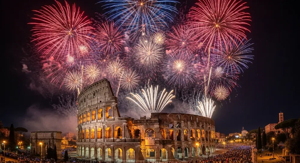 New Year Fireworks over Colosseum
