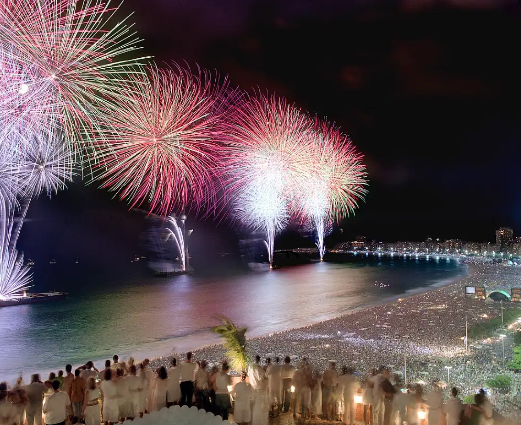 Fireworks from the Copacabana New Year's Eve celebrations