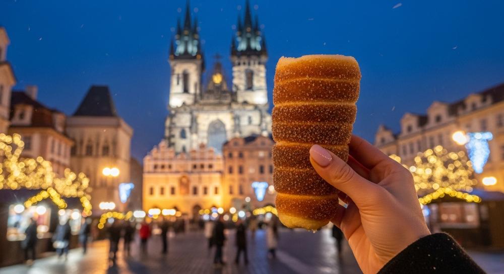 Trdelnik in Prague during Christmas