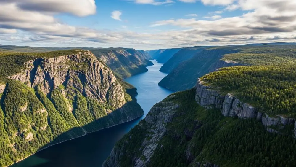 the spectacular Western Brook Pond fjord in Gros Morne National Park, Newfoundland, Canada