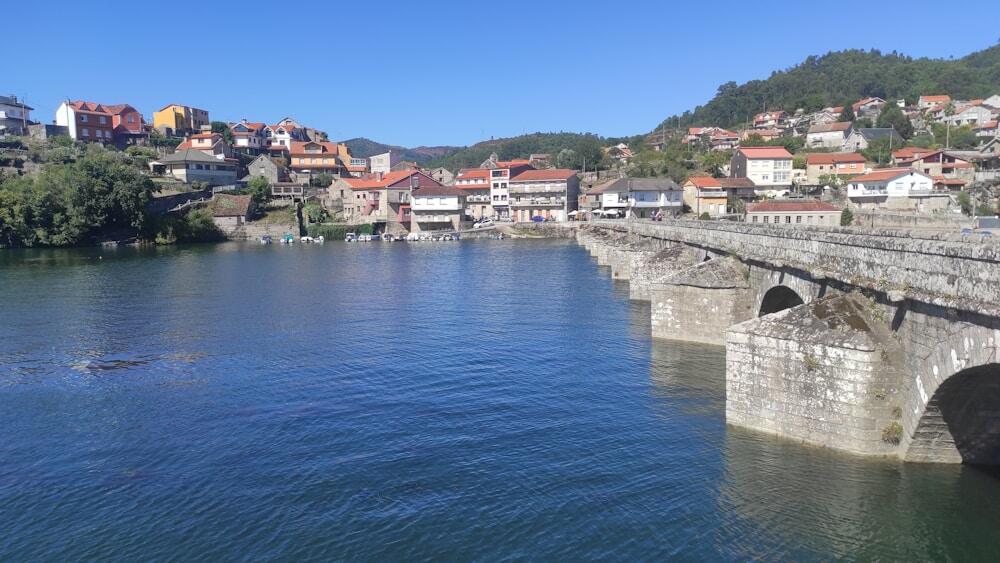 the medieval Ponte Sampaio bridge which crosses the Verdugo River in Galicia, Spain.