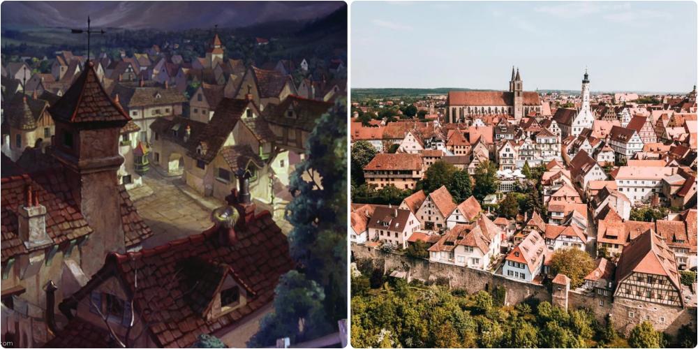Geppetto's village in Pinocchio (1940) was inspired by a German village Rothenburg ob der Tauber