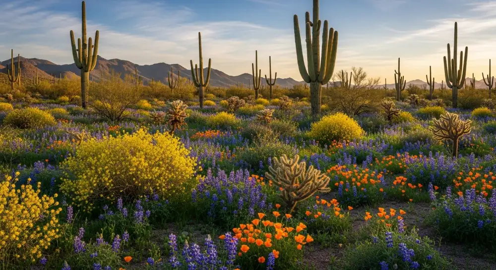 Saguaro National Park during spring bloom