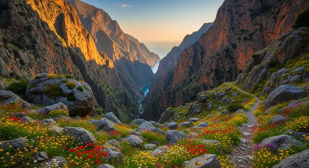 Samaria Gorge, Crete during spring