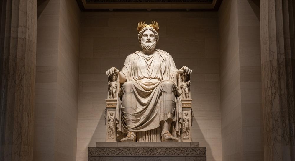 A recreation of Statue of Zeus in Olympia