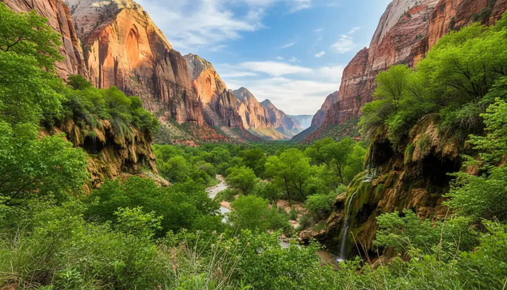 Zion hanging gardens during spring time