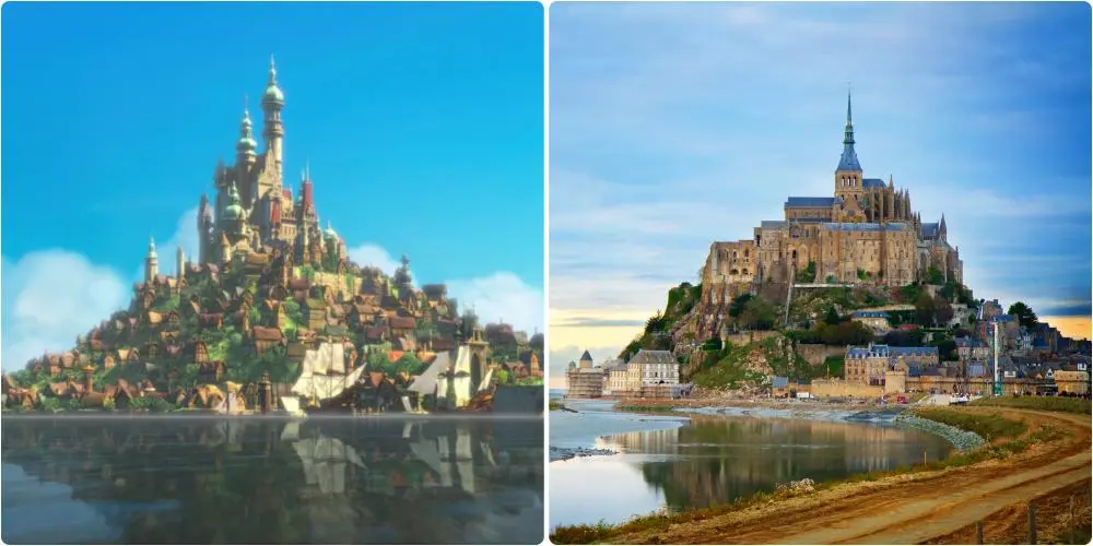 Mont-Saint-Michel, France served as a prototype for Corona kingdom and Tangled