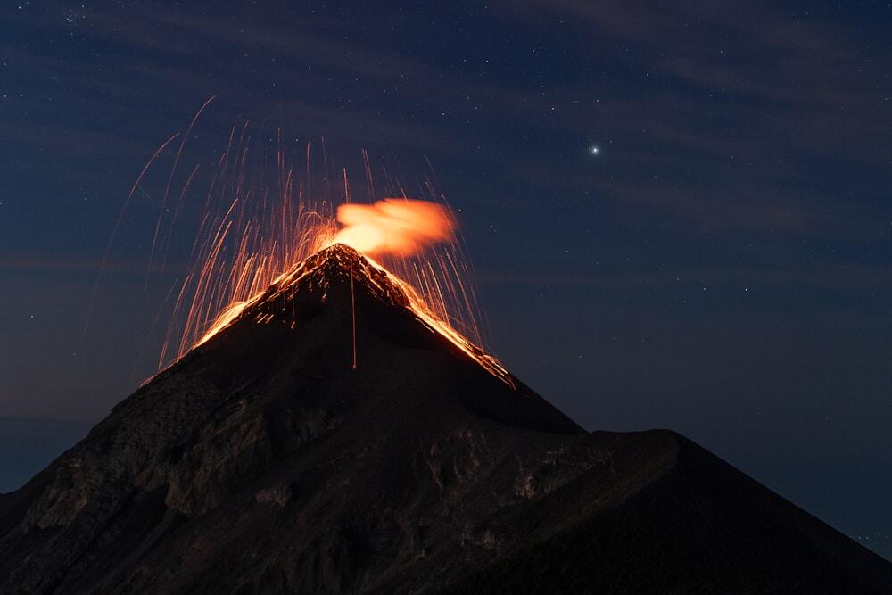 photo of volcano, lava, guatemala, and eruption in Acatenango, Guatemala