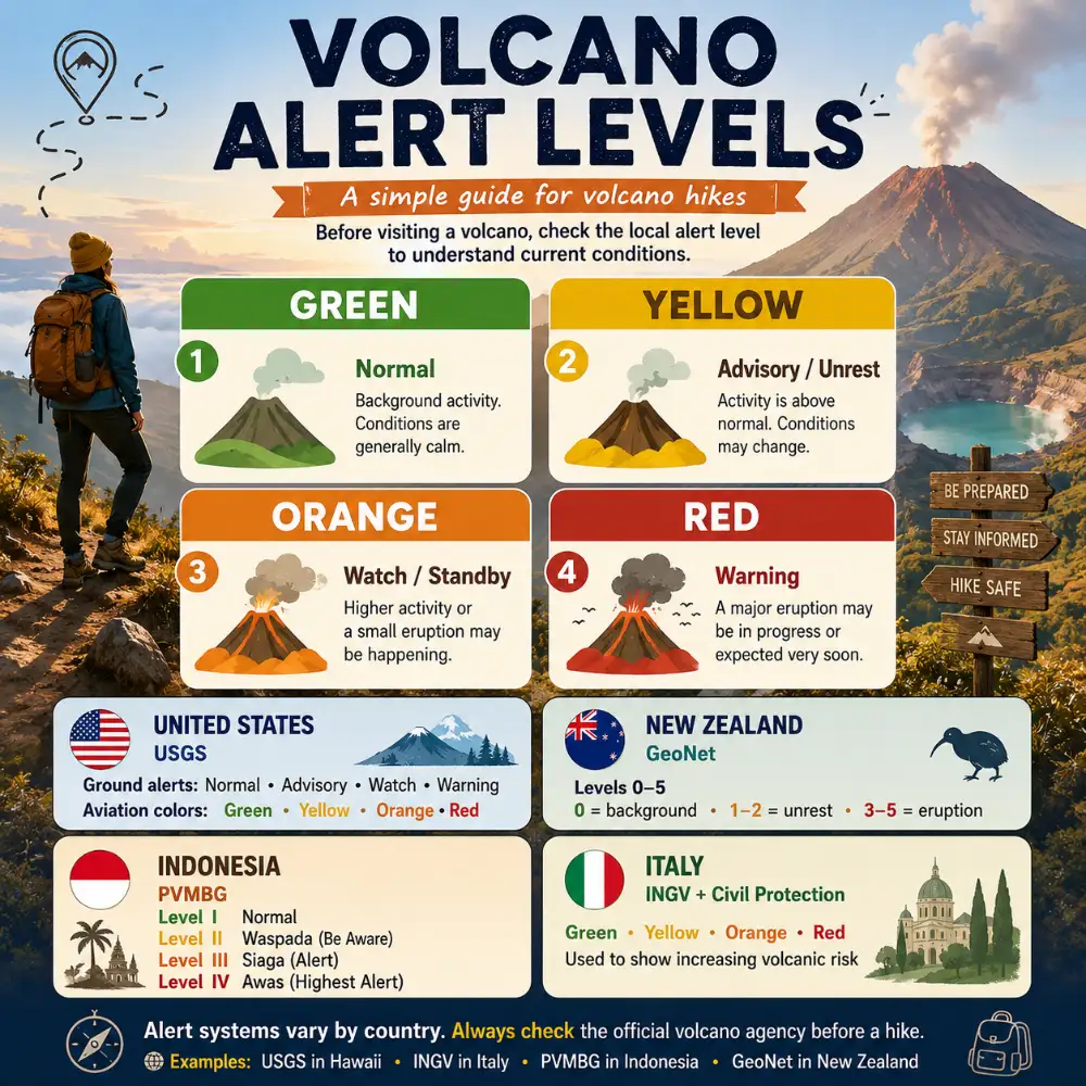Volcano Alert Levels by Country