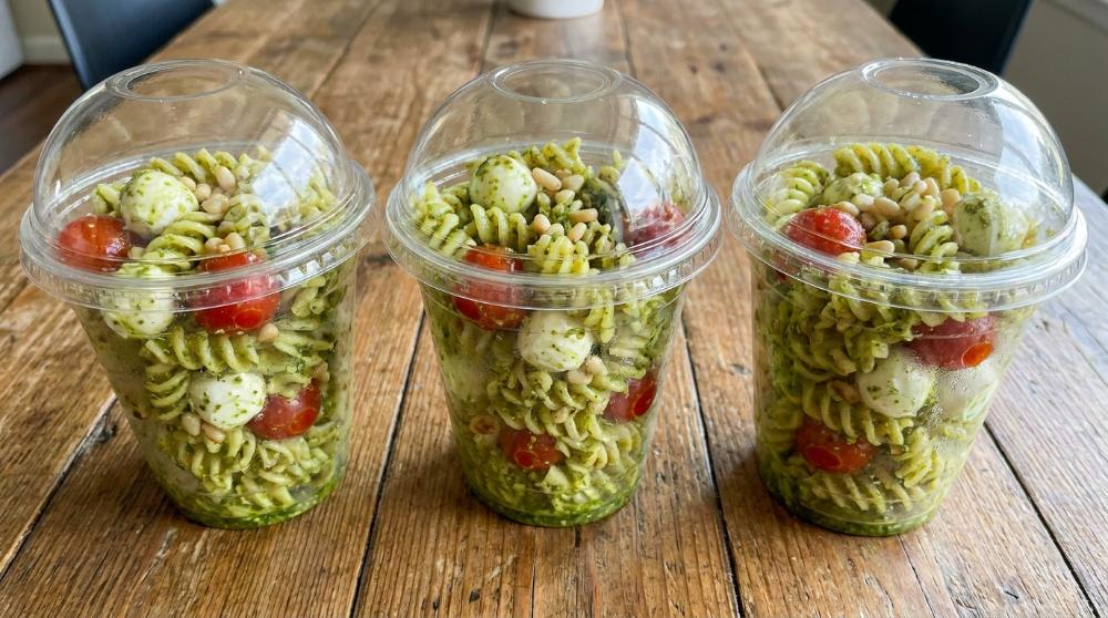 cold pesto salad cups