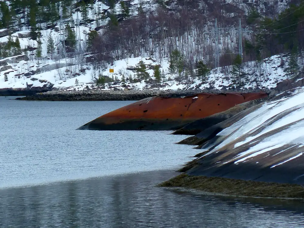 Wreck of Z2 &laquo;Georg Thiele&raquo; in Rombaksbotn, Narvik, Norway.